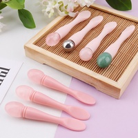 Logo personnalisé cuillère de maquillage Silicone Jade métal yeux crème cuillère Silicone spatule cosmétique