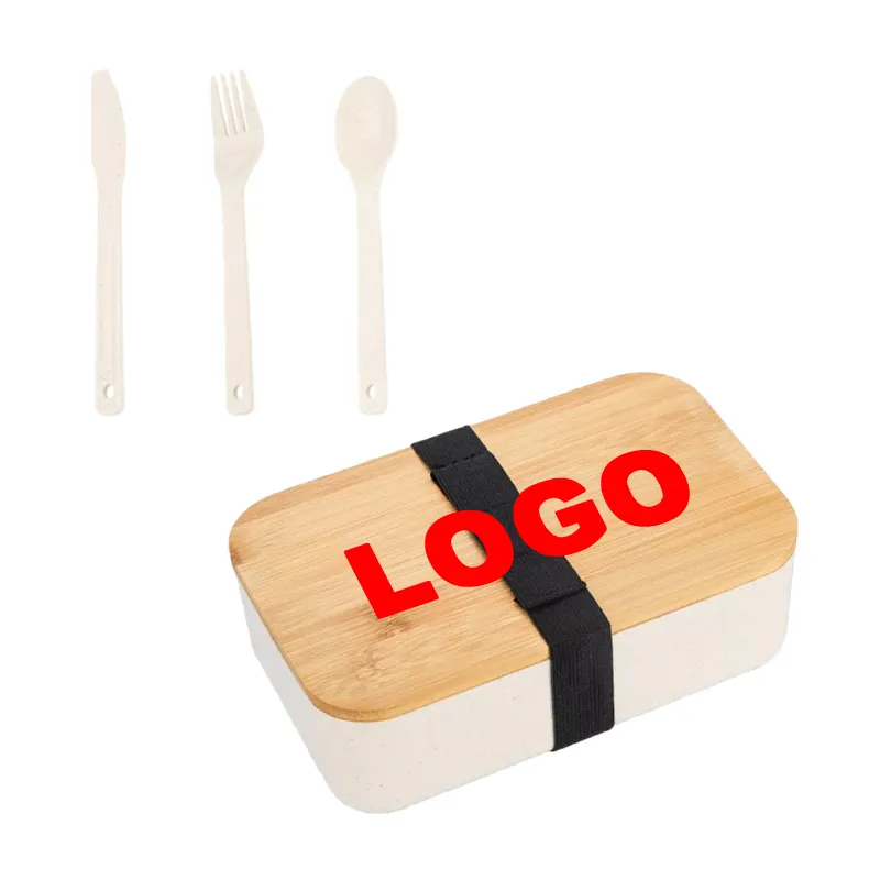Bpa Gratis Vaatwasmachinebestendig Bamboe Deksel Tarwe Stro Plastic Bento Lunchbox Voedsel Container Japanse Lunchbox