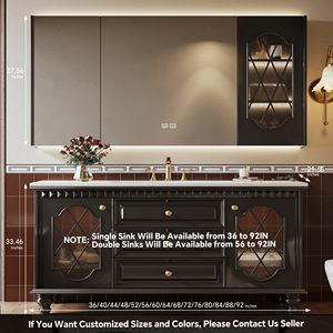 Mueble de Baño de Estilo Retro Francés, Gabinete de Madera Sólida, Espejo Inteligente, Almacenamiento, Montado en la Pared, Ecológico, para Hoteles y Villas - Product Image 6