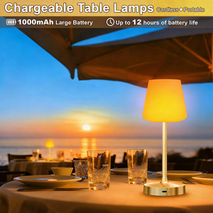 Lampe de table portable étanche sans fil, lumière de douche rechargeable à luminosité réglable, lampe de table extérieure à bouton mécanique - Product Image 5