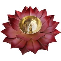 PARIJAT Artisanat Petit Laiton Lotus Kamal Forme Deepak Lampe à Huile Maison Temple Puja Articles Décor Cadeaux Marron