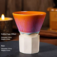 Tasse à expresso en céramique de 190 ml, forme entonnoir avec base carrée en grès, personnalisable avec logo