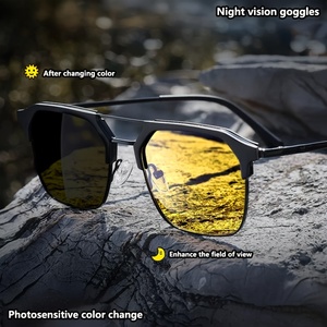 <span class=keywords><strong>Gafas</strong></span> <span class=keywords><strong>de</strong></span> Miopía Clásicas <span class=keywords><strong>Retro</strong></span> <span class=keywords><strong>de</strong></span> Media Montura para Hombre con Lentes <span class=keywords><strong>de</strong></span> Visión Nocturna que Cambian <span class=keywords><strong>de</strong></span> Color y Protección Sólida Anti-Luz Azul - Product Image 1