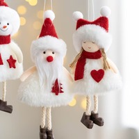 Poupée bonhomme de neige super douce INS, pendentif fait main en coton, ornements traditionnels pour sapin de Noël, 9x16cm, technique lavée, anti-stress