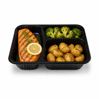 Plateau de préparation de repas en PP de qualité alimentaire à 3 compartiments, personnalisable en gros, thermoscellable, compatible micro-ondes et réfrigérateur pour plats préparés