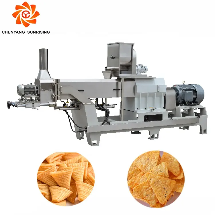 Двухшнековый экструдер для кукурузной муки Tortilla Doritos nachos chips making machine, оборудование для производства