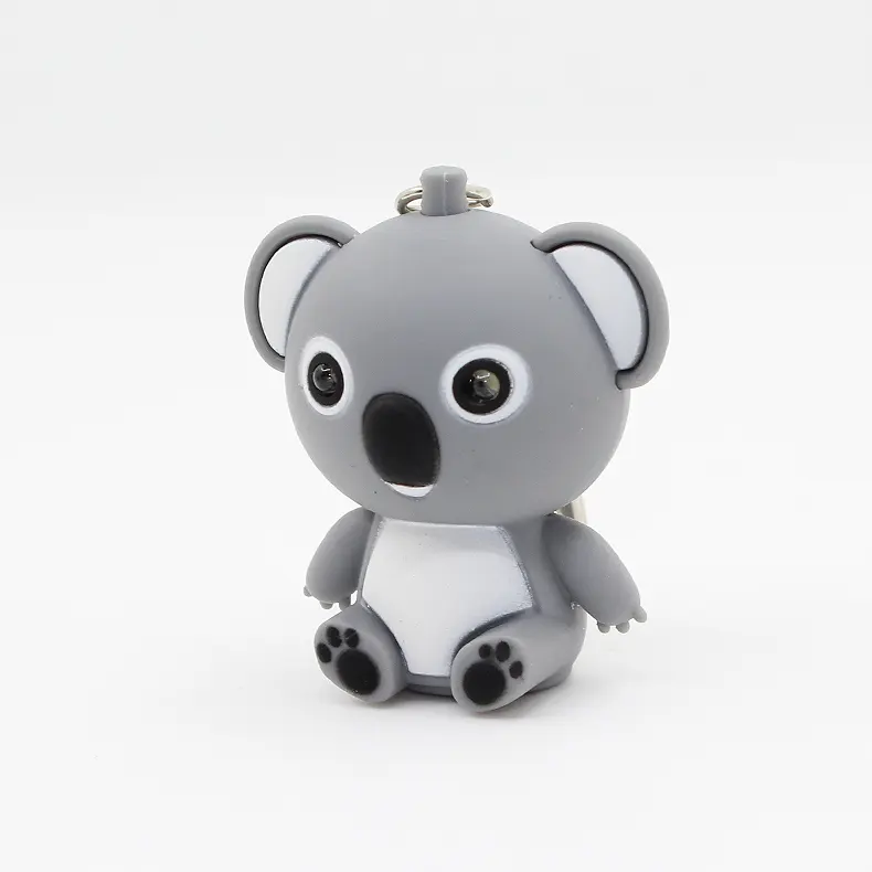 LED yenilik anahtarlık kawaii koala ayı led ışık anahtarlıklar ses, anime anahtarlık