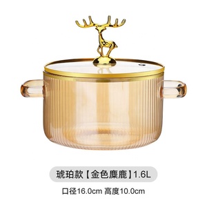 Ours mignon ustensiles de cuisine ménagers pot à soupe bol à salade à grains verticaux <span class=keywords><strong>nouilles</strong></span> instantanées haute borosilicate double oreilles pot en verre - Product Image 5