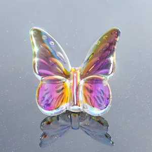 Kerajinan Kristal Kupu-kupu Warna-warni untuk Hadiah Natal Ornamen Dekorasi Rumah