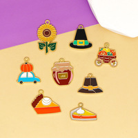 Breloques en alliage métallique sur le thème de Thanksgiving pour la fabrication de bijoux, émail coloré, motifs dindon, écureuil, citrouille, maïs, érable, accessoires de pendentifs