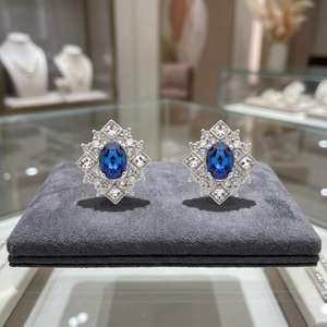 Pendientes Personalizados de Plata de Ley 925 de Alta Calidad con Zafiro Azul CZ para Mujer, Fabricación de Marca Blanca para Pedidos al por Mayor - Product Image 3