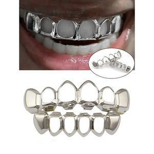 Openwork Grillz Teeth <b>Ornaments</b> <b>Silver</b> Gold Unisex Party Hollow Design For Men And Women - Product Image 1