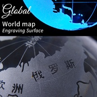 Globe de cristal avec carte du monde, centre de table, logo personnalisé, support, globe de cristal, presse-papier pour cadeau