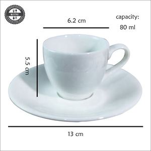 Tasse à expresso en porcelaine avec soucoupe |   Gobelet à espresso blanc de 80 ml / 2,7 oz pour café, hôtel, restaurant, approvisionnement en vrac - Product Image 6