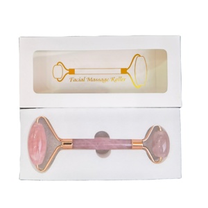 Tốt Nhất Người Bán Biểu Tượng Tùy Chỉnh Tự Nhiên Chất Lượng Cao Trên Khuôn Mặt Con Lăn Băng Rose Hồng Thạch Anh Trên Khuôn Mặt Massager Ngọc Con Lăn Gua Sha Bộ - Product Image 5