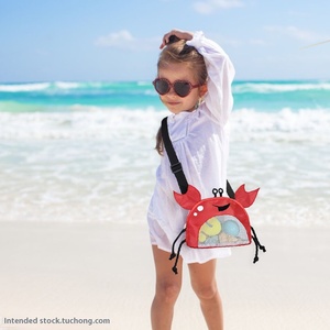 Bolsa de Playa con Diseño de Cangrejo de Dibujos Animados, Bolsa de Almacenamiento de Plástico de Una Sola Capa con Concha de Bebé para Uso en la Sala de Estar - Product Image 2