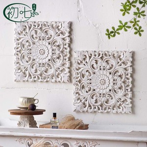 Panneau mural en relief de style français, motif floral, décoration blanche pour la maison, art mural pour entrée et salon - Product Image 1