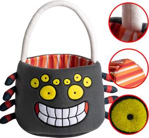 Seau en peluche d'araignée d'halloween pour tours ou friandises, paniers avec poignée pour garçons et filles, offre spéciale - Product Image 4