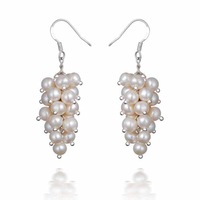 Boucles d'oreilles en perles d'eau douce, argent sterling 925, perles naturelles de mer, bijoux pour femmes, boucles d'oreilles en forme de grappe de perles
