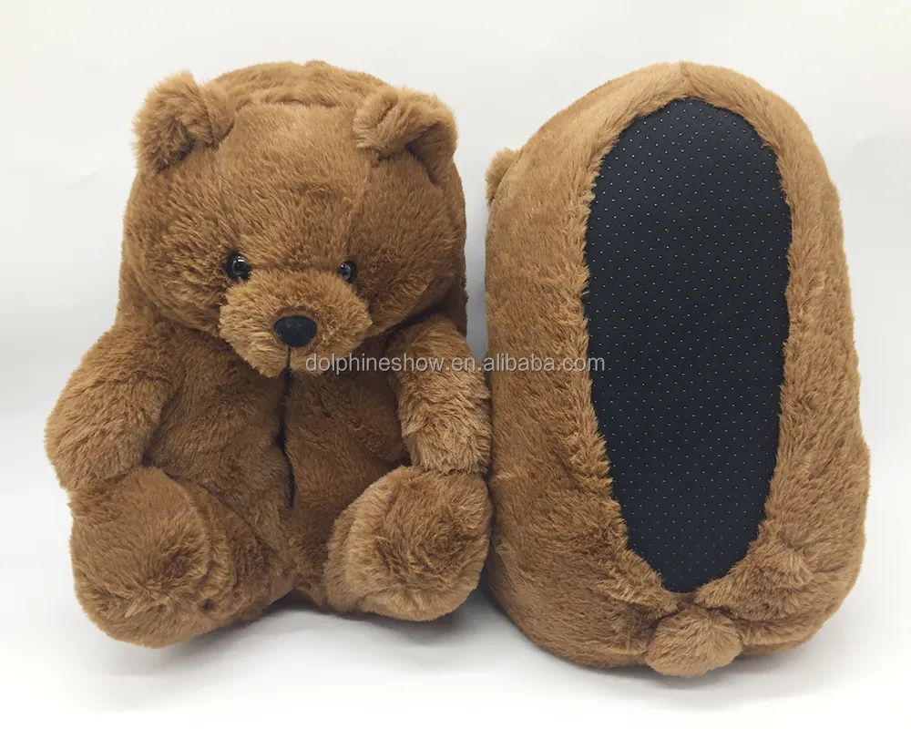 Cute Teddy Bear Winter Slippers Cartoon Kids Girls Women Home Shoes Plush Stuffed Indoor Slipper