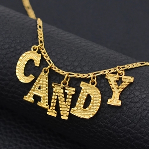 Custom <strong>Initial</strong> Combined Letter <strong>Charm</strong> Children's Gold Plated Brass Hip Hop <strong>Necklace</strong> - Product Image 3