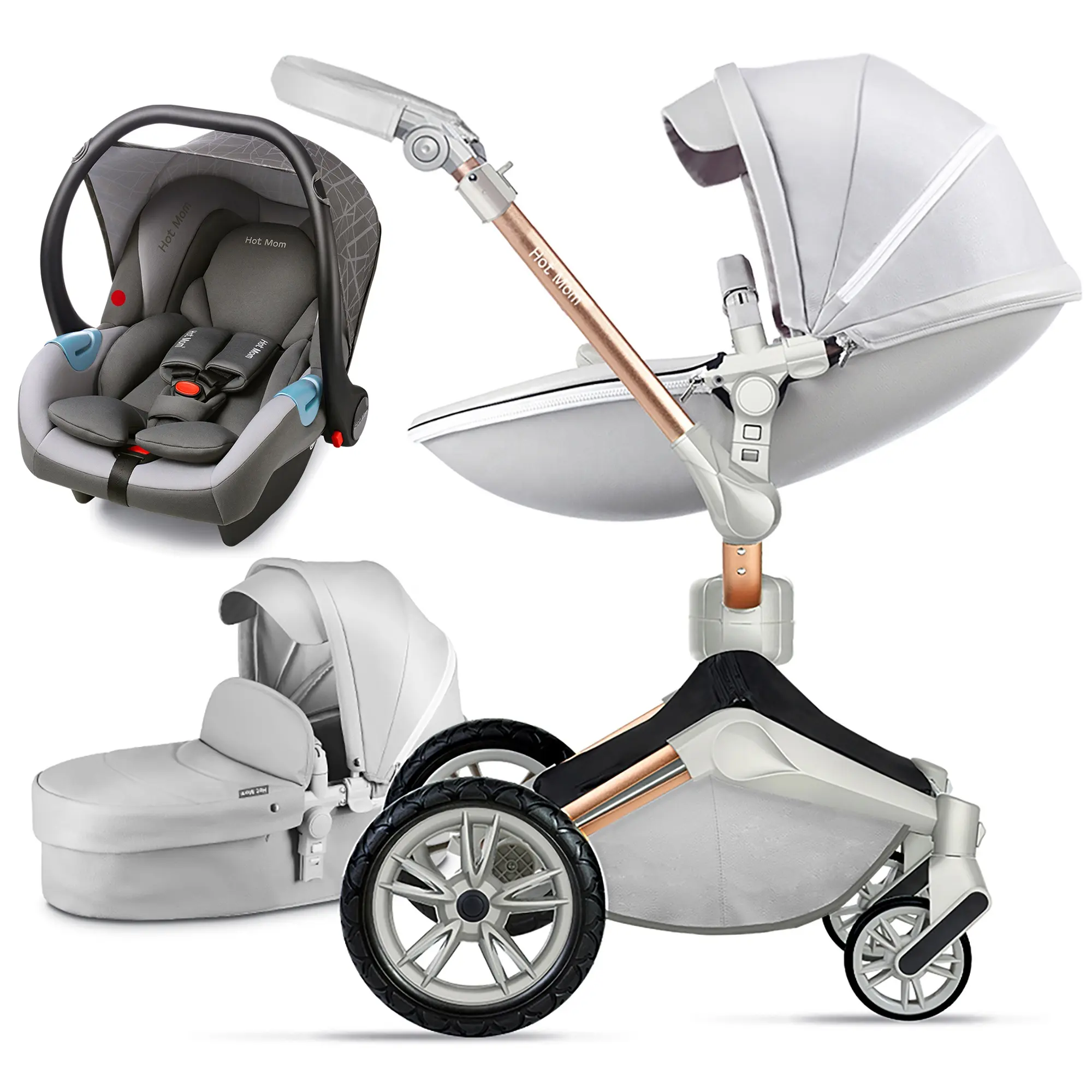 Nieuw Ontwerp Eivorm Kinderwagen 360 Draaibare Comfortabele Kinderwagen Voor 0-48 Maand 3 In 1 Multifunctionele Kinderwagen