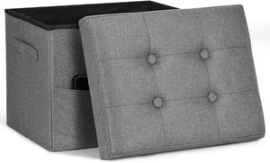 Pouf de rangement repose-pieds tabouret avec siège rembourré en mousse plus épaisse 350 Lbs banc pliant petit pouf pour le salon - Product Image 2