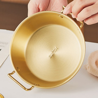 Bol à soupe et salade en acier inoxydable 304 de conception coréenne, avec doubles poignées, mini-coupelle à collation en métal poli pour fêtes, riz et aliments, usage commercial
