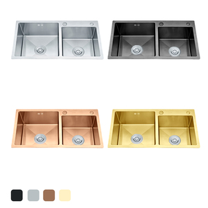 Lavello da <span class=keywords><strong>Cucina</strong></span> <span class=keywords><strong>Doppio</strong></span> in Acciaio Inox 304 Fatto a Mano con Fondo Nero Antigraffio ODM - Product Image 5