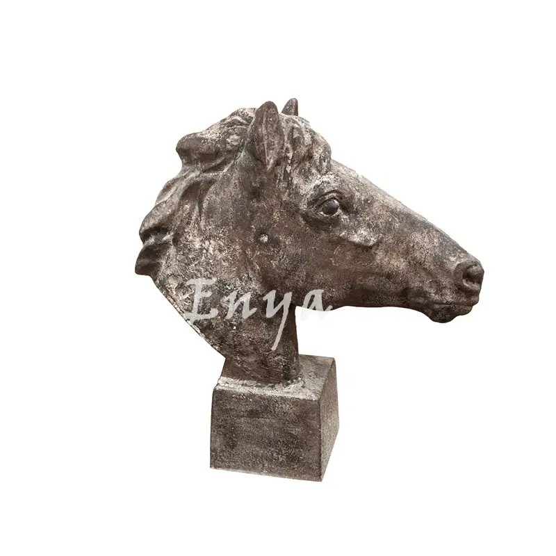 Patung Seni Kepala Patung Logam Cor Berkarat Taman Kuda Hewan Besi Skala Cetak untuk Eropa Seni & Koleksi ENYA C-P8-59