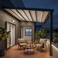 Pergola moderne électrique pliable en alliage d'aluminium avec télécommande, auvent rétractable en PVC pour hôtel, terrasse extérieure, balcon