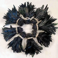 Rollos de Plumas de Gallo Negras de 20-25 cm para Atado de Moscas, Decoraciones de Disfraces para Carnaval y Festivales, Venta al Por Mayor