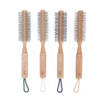 Brosse ronde à cheveux en bois de hêtre et nylon pour le coiffage et le bouclage, pour femmes, usage en salon