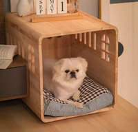 Kreatives Holz-Haustierbett für Katzen & Hunde, Mensch-Haustier-Integrierter Nachttisch, Holz-Haustierschrank mit Stauraum