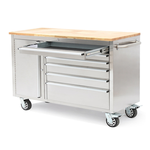 Hot <strong>Sale</strong> 48 Inch 6 Drawer Stainless Steel Rolling <strong>Tool</strong> Cabinet <strong>Tool</strong> <strong>Chest</strong> on Wheels Wood Top Heavy Duty Toolbox Trolley - Product Image 4