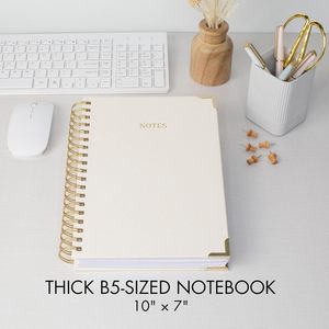 ZICOTO Spiral Notebook B5 College Ruled 300 Pages Beige Linen Cover Journal For Women Gift <b>Note</b> <b>Book</b> - Product Image 4