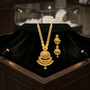 Juego de Joyería de Moda al por Mayor, Chapado en Oro de 14K, 18K y 24K, Collares Largos con Diseño Floral Tradicional - Product Image 3