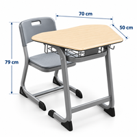 Ensemble bureau et chaise ergonomiques réglables en hauteur pour école internationale