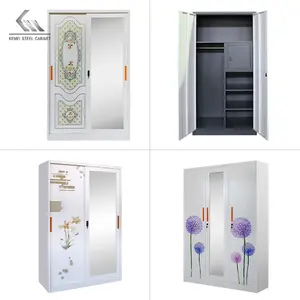 China Cupboards For Bedroom Modern Small Sliding Or Swing Door Metal Cupboard Locker Space Saving Cabinet Cloth Steel Cupboard