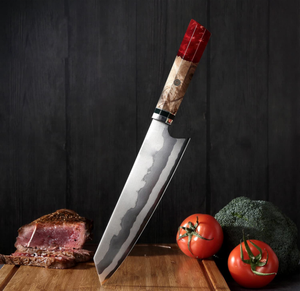 Couteau de cuisine japonais professionnel, couteau de chef pour viande et sushi, manche rouge grenade - Product Image 3