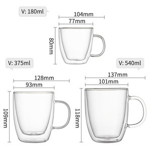Parede dupla Canecas 4 Pack 18 Onças Copos De Bebida Resistente Ao Calor Vidro Transparente com Alça Copos - Product Image 3
