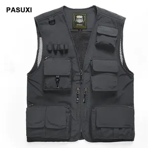 PASUXI Man Multi Function Detachable Quick-drying Fishing Vest Outdoor Plus Size Sleeveless Utility Jacket