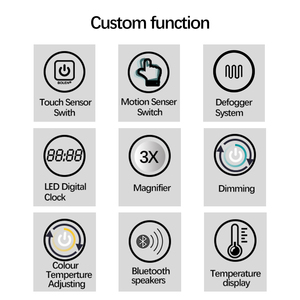 Decoración Hotel <span class=keywords><strong>baño</strong></span> Oro Negro marco de metal <span class=keywords><strong>redondo</strong></span> <span class=keywords><strong>espejo</strong></span> cinturón inteligente pared <span class=keywords><strong>baño</strong></span> <span class=keywords><strong>espejo</strong></span> con <span class=keywords><strong>luz</strong></span> LED - Product Image 6