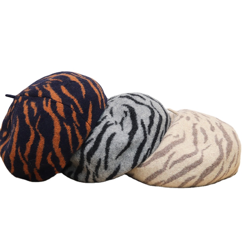 Новый стиль, Шерстяной Вязаный милый Повседневный берет с полосками для женщин