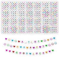 Perles en acrylique 4x7mm, 1400 pièces, boîte à 28 compartiments avec kit de perles en forme de cœur souriant pour la fabrication de bijoux DIY, bracelets et colliers