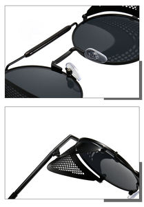 Fashion Hot Sell Side Shield Round Shape Metal Uv400 Vintage Gold Style Flip <strong>Top</strong> Sun <strong>Glasses</strong> for Men Women Steampunk Sun <strong>Glasses</strong> - Product Image 6