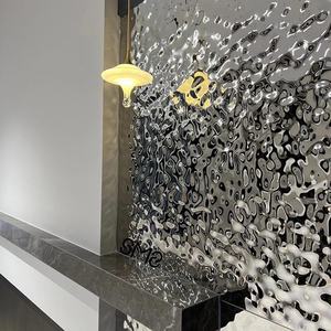 Plaque décorative en acier inoxydable 430 en relief par ondulation de l'eau dorée - Product Image 4