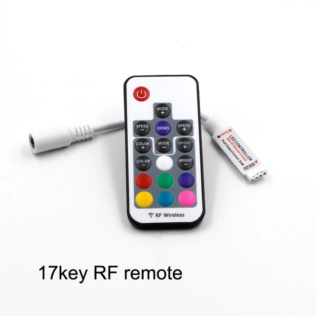 RF Wireless RGB Led Controller DC5-24V 17 Key Remote Control Mini LED Controller
