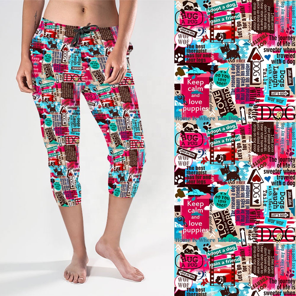 MEI YANG Collage Frauen Capri Jogger gedruckt Kordel zug Hochwertige Schweiß Frauen hose