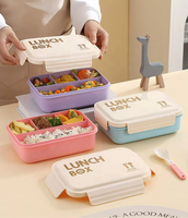 Boîtes à lunch multifonctionnelles en plastique sans BPA à 5 compartiments, étanches, de 1 L, avec gobelets, faciles à transporter, pour la vente en gros
